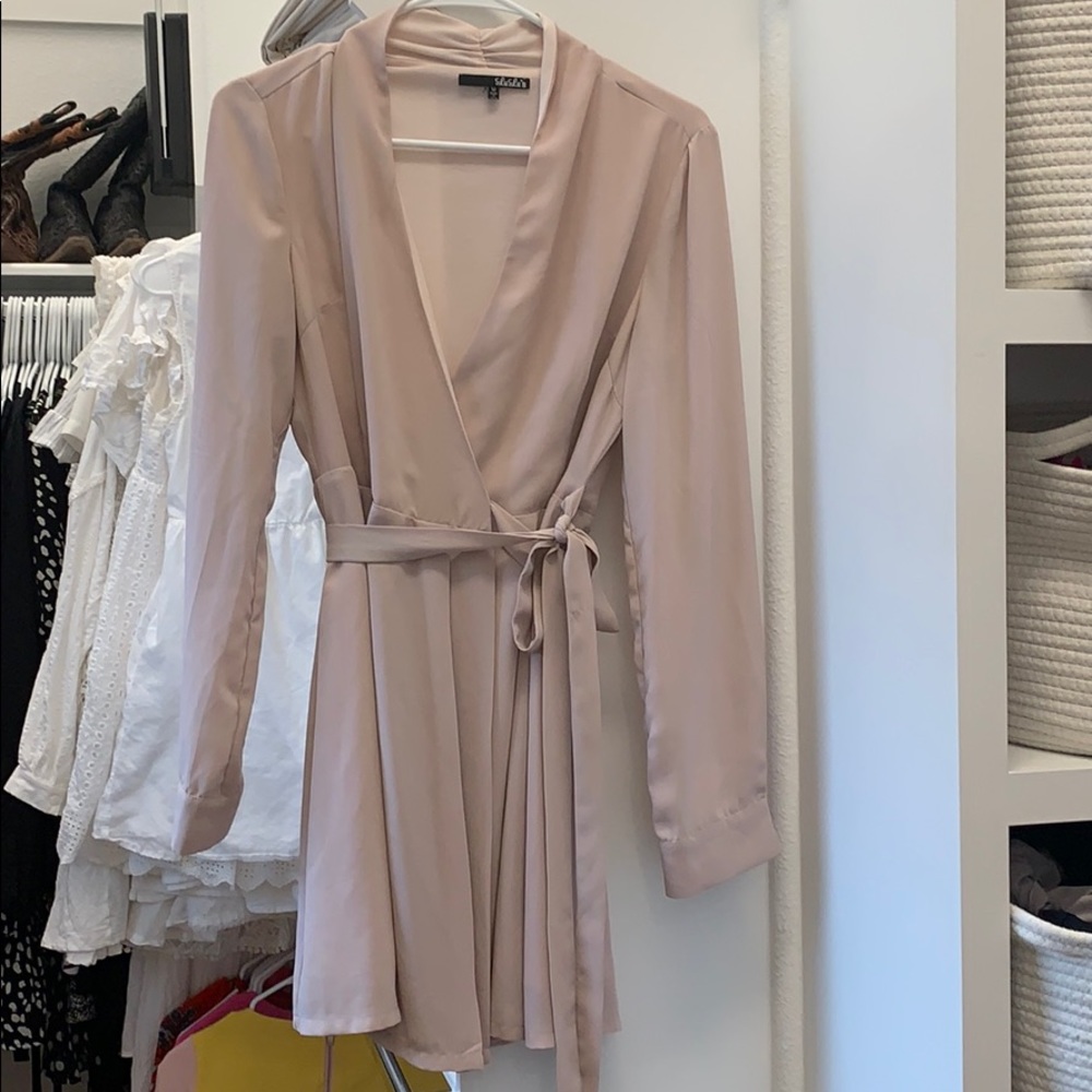 Blush Long Sleeve Wrap Dress